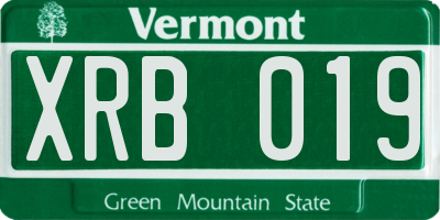 VT license plate XRB019