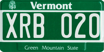 VT license plate XRB020