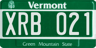 VT license plate XRB021