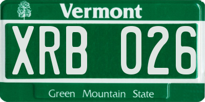 VT license plate XRB026