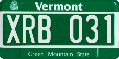 VT license plate XRB031