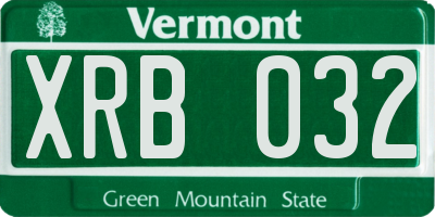 VT license plate XRB032