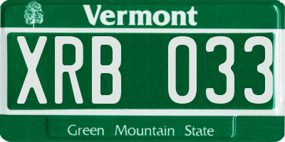 VT license plate XRB033