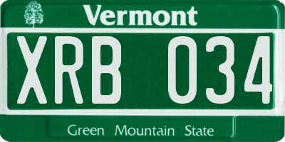 VT license plate XRB034