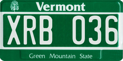 VT license plate XRB036
