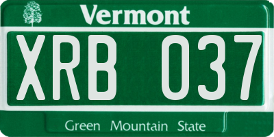 VT license plate XRB037
