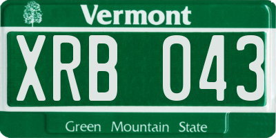 VT license plate XRB043