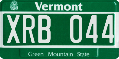VT license plate XRB044