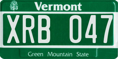 VT license plate XRB047