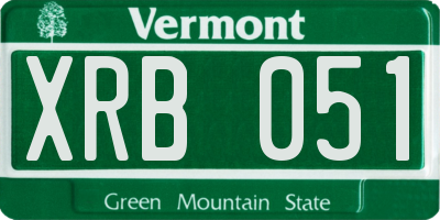 VT license plate XRB051