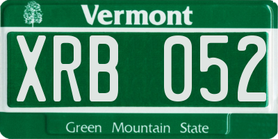 VT license plate XRB052