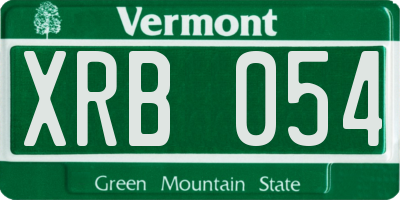 VT license plate XRB054