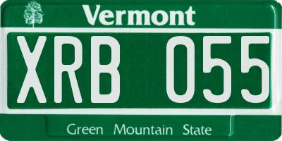 VT license plate XRB055