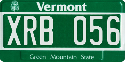 VT license plate XRB056