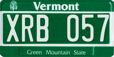 VT license plate XRB057