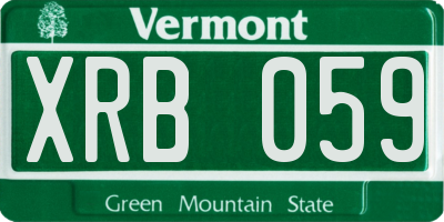 VT license plate XRB059