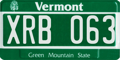 VT license plate XRB063