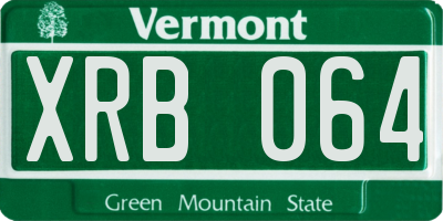 VT license plate XRB064