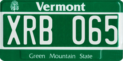VT license plate XRB065