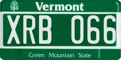 VT license plate XRB066