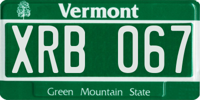 VT license plate XRB067