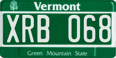 VT license plate XRB068