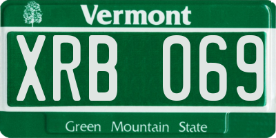 VT license plate XRB069
