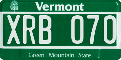 VT license plate XRB070
