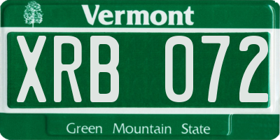 VT license plate XRB072
