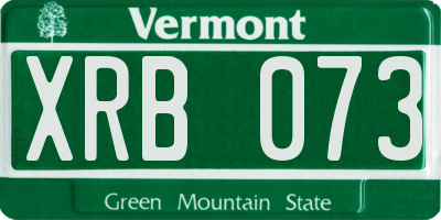 VT license plate XRB073