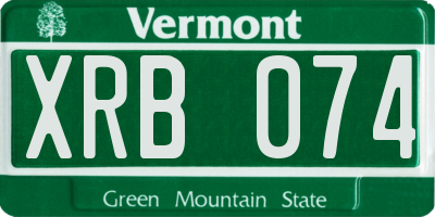 VT license plate XRB074
