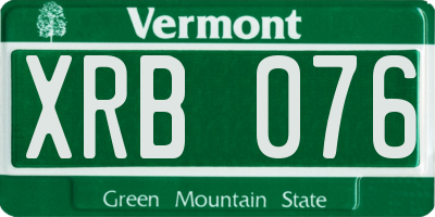 VT license plate XRB076
