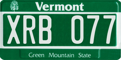 VT license plate XRB077