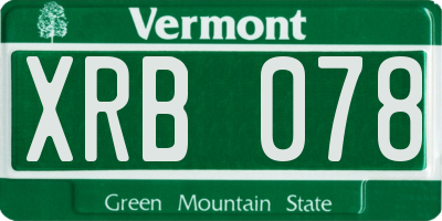 VT license plate XRB078