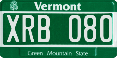 VT license plate XRB080