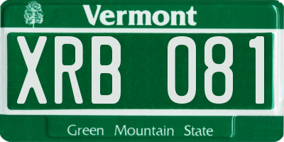VT license plate XRB081