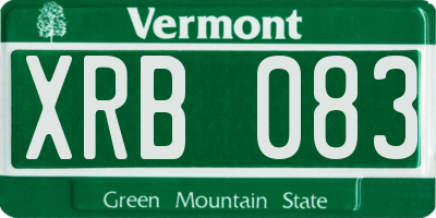 VT license plate XRB083
