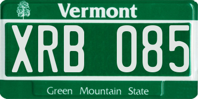 VT license plate XRB085