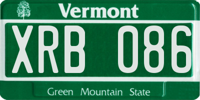 VT license plate XRB086