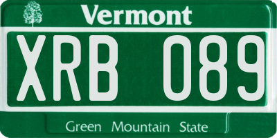 VT license plate XRB089