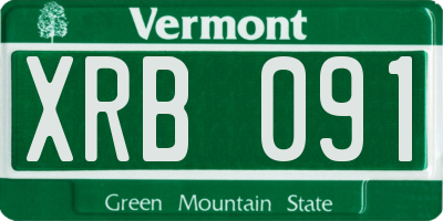 VT license plate XRB091
