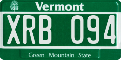 VT license plate XRB094