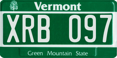 VT license plate XRB097