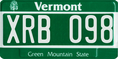 VT license plate XRB098