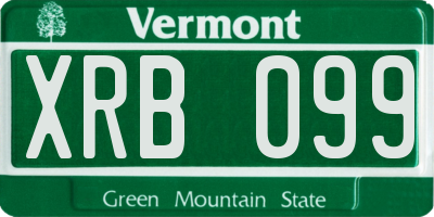 VT license plate XRB099