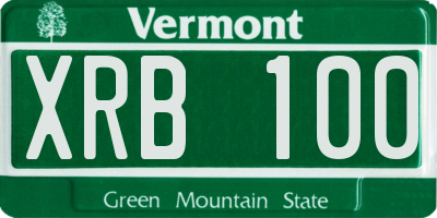 VT license plate XRB100