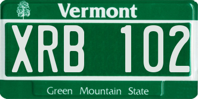 VT license plate XRB102