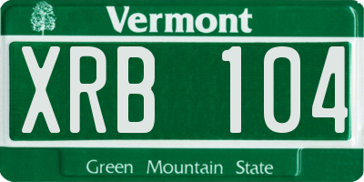 VT license plate XRB104
