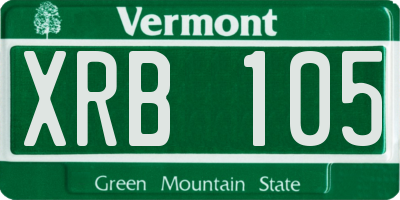 VT license plate XRB105