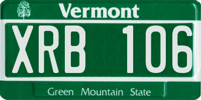 VT license plate XRB106